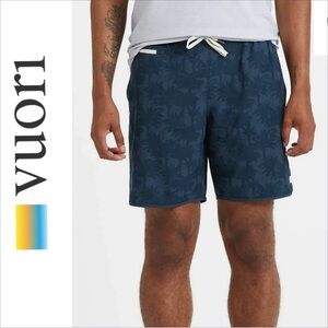 Vuori Bank Shorts Blue Indigo Multi Palm Men’s Size XXLarge 7” Inseam Pull On